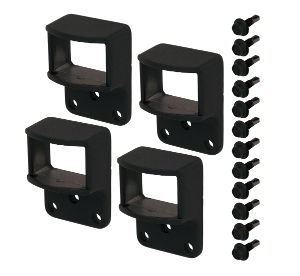 Fixing set for aluminium fence panels, Material: Aluminium, Surface: black matt powder-coated, Contents per PU: 1 Piece Fixing set for aluminium fence panels, Material: Aluminium, Surface: black matt powder-coated, Contents per PU: 1 Piece