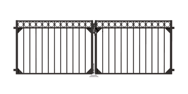 Double gate Circle, Material: Aluminium, Surface: black matt powder-coated, for setting in concrete, Type: divided in the middle, Nominal width: 3000 mm, Clear width: 3010 mm, Frame width gate leaf: 1435 mm, Frame width second gate leaf: 1435 mm, Height: 1000 mm Double gate Circle, Material: Aluminium, Surface: black matt powder-coated, for setting in concrete, Type: divided in the middle, Nominal width: 3000 mm, Clear width: 3010 mm, Frame width gate leaf: 1435 mm, Frame width second gate leaf: 1435 mm, Height: 1000 mm