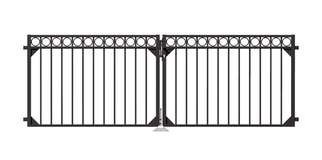 Double gate Circle, Material: Aluminium, Surface: black matt powder-coated, for setting in concrete, Type: divided in the middle, Nominal width: 3000 mm, Clear width: 3010 mm, Frame width gate leaf: 1435 mm, Frame width second gate leaf: 1435 mm, Height: 1000 mm Double gate Circle, Material: Aluminium, Surface: black matt powder-coated, for setting in concrete, Type: divided in the middle, Nominal width: 3000 mm, Clear width: 3010 mm, Frame width gate leaf: 1435 mm, Frame width second gate leaf: 1435 mm, Height: 1000 mm