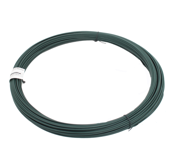 Drut napinający, materiał: stal surowa, powierzchnia: ocynkowana, zielona powłoka z tworzywa sztucznego, Zawartość J.sp.: 55 m, Długość: 55 m, Średnica drutu: 3,1 mm, 15 lat gwarancji na przerdzewienie