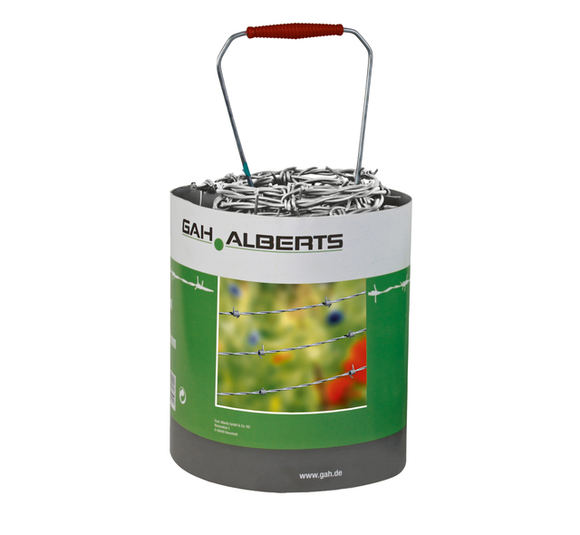 Drut kolczasty, materiał: stal surowa, powierzchnia: cynkowana ogniowo, Zawartość J.sp.: 50 m, Długość: 50 m, Średnica drutu: 1,6 mm, Odstęp kolca: 130 mm, 15 lat gwarancji na przerdzewienie