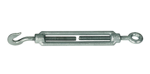 Spannschloss, Material: Stahl roh, Oberfläche: verzinkt, min. Abstand: 150 mm, max. Abstand: 235 mm, Gewinde: M6, 15 Jahre Garantie gegen Durchrosten Spannschloss, Material: Stahl roh, Oberfläche: verzinkt, min. Abstand: 150 mm, max. Abstand: 235 mm, Gewinde: M6, 15 Jahre Garantie gegen Durchrosten