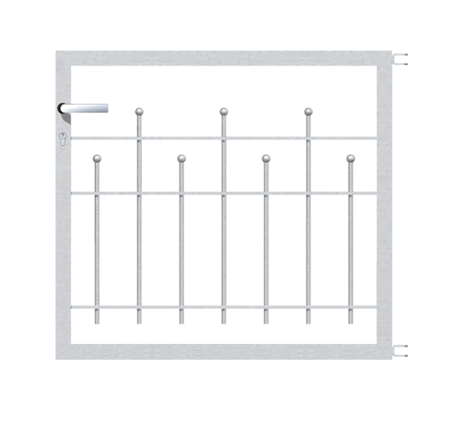 Single gate Madrid, Material: raw steel, Surface: hot-dip galvanised passivated, Nominal width: 1000 mm, Clear width: 1000 mm, Height: 800 mm, Frame width: 910 mm, Frame thickness: 40 x 40 mm, 15-year warranty against rusting through Single gate Madrid, Material: raw steel, Surface: hot-dip galvanised passivated, Nominal width: 1000 mm, Clear width: 1000 mm, Height: 800 mm, Frame width: 910 mm, Frame thickness: 40 x 40 mm, 15-year warranty against rusting through