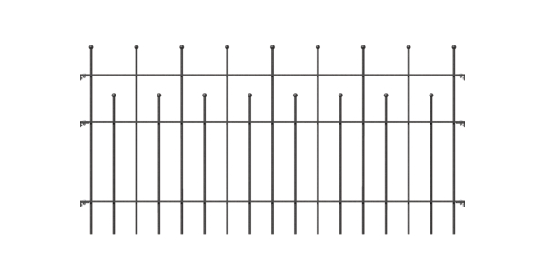 Zaunfeld Madrid, Material: Stahl roh, Oberfläche: feuerverzinkt, anthrazit-metallic kunststoffbeschichtet, lichte Breite: 2000 mm, Höhe: 985 mm, Traverse: 6 x 25 mm, Anzahl Traversen: 3, 15 Jahre Garantie gegen Durchrosten