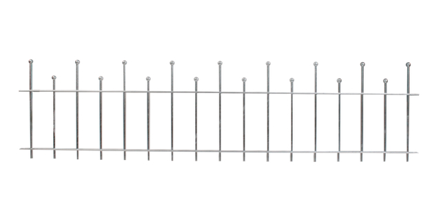 Zaunfeld Madrid, Material: Stahl roh, Oberfläche: feuerverzinkt passiviert, lichte Breite: 2000 mm, Höhe: 495 mm, Traverse: 6 x 25 mm, Anzahl Traversen: 2, 15 Jahre Garantie gegen Durchrosten