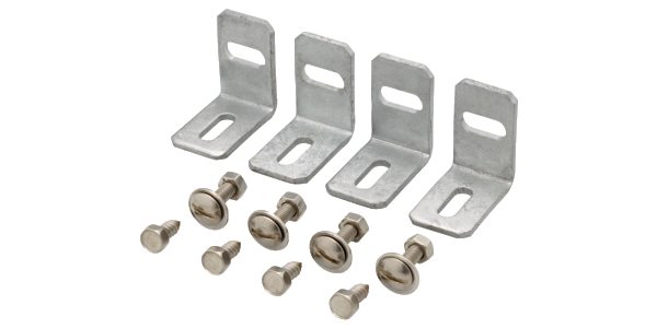 Fixing set for fence panels, Material: raw steel, Surface: hot-dip galvanised, Contents per PU: 1 Piece Fixing set for fence panels, Material: raw steel, Surface: hot-dip galvanised, Contents per PU: 1 Piece