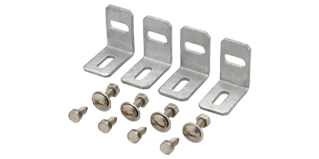 Fixing set for fence panels, Material: raw steel, Surface: hot-dip galvanised, Contents per PU: 1 Piece Fixing set for fence panels, Material: raw steel, Surface: hot-dip galvanised, Contents per PU: 1 Piece