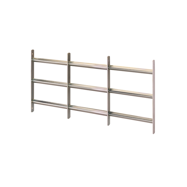 Grille de fenêtre Venlo pour fixation en tableau, grille extensible sans élément décoratif, Matériau: Acier brut, Finition: zinguée, Largeur minimum: 500 mm, Largeur maximum: 650 mm, Hauteur totale: 300 mm, Nombre traverses: 2, Garantie de 15 ans contre l'oxydation