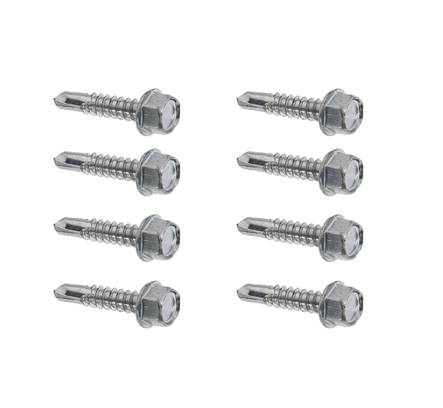 Screw set for fastening fence panels to posts, Material: raw steel, Surface: galvanised, Contents per PU: 8 Piece, Retail packaged Screw set for fastening fence panels to posts, Material: raw steel, Surface: galvanised, Contents per PU: 8 Piece, Retail packaged