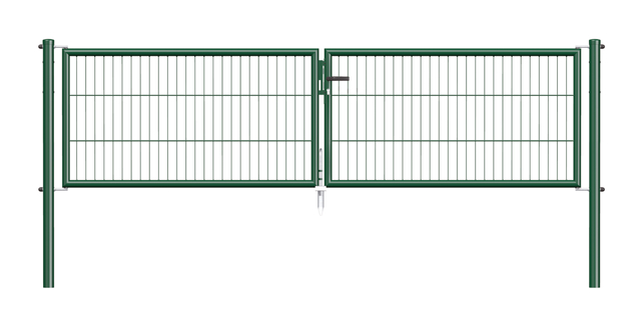 Stabgitter-Doppeltor Garden, Material: Stahl roh, Oberfläche: zinkphosphatiert, grün kunststoffbeschichtet RAL 6005, zum Einbetonieren, Ausführung: mittig geteilt, Breite von Mitte zu Mitte Pfosten: 2988 mm, Höhe: 750 mm, Pfostenlänge: 1250 mm, Pfosten-Ø: 60 mm, Rahmenstärke-Ø: 42 mm, Material Füllung: 50 x 250 mm, 10 Jahre Garantie gegen Durchrosten Stabgitter-Doppeltor Garden, Material: Stahl roh, Oberfläche: zinkphosphatiert, grün kunststoffbeschichtet RAL 6005, zum Einbetonieren, Ausführung: mittig geteilt, Breite von Mitte zu Mitte Pfosten: 2988 mm, Höhe: 750 mm, Pfostenlänge: 1250 mm, Pfosten-Ø: 60 mm, Rahmenstärke-Ø: 42 mm, Material Füllung: 50 x 250 mm, 10 Jahre Garantie gegen Durchrosten