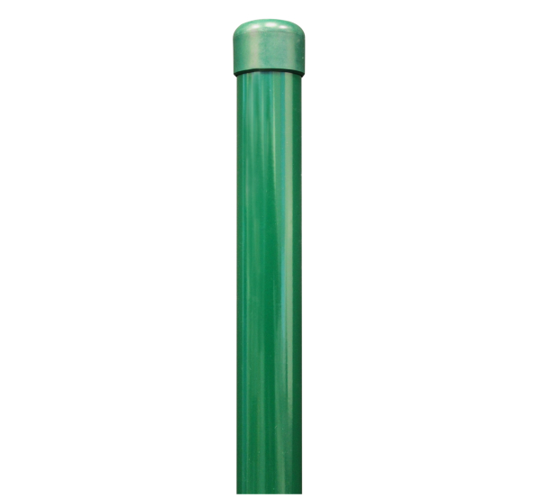 Fence post, undrilled, for fence post spikes, Material: raw steel, Surface: zinc phosphate plated, green powder-coated RAL 6005, Length: 965 mm, Post dia.: 34 mm, 10-year warranty against rusting through Fence post, undrilled, for fence post spikes, Material: raw steel, Surface: zinc phosphate plated, green powder-coated RAL 6005, Length: 965 mm, Post dia.: 34 mm, 10-year warranty against rusting through