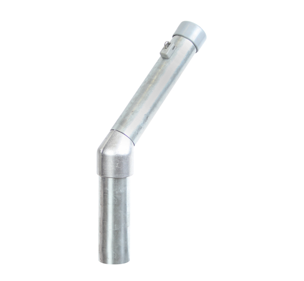 Barbed wire fixing tool, one-sided plug connector, Material: raw steel, Surface: hot-dip galvanised, Length: 200 mm, Distortion: 45 °, Mounting tool-Ø: 42 mm, Post dia.: 42 mm, No. of wire holders: 1, 15-year warranty against rusting through