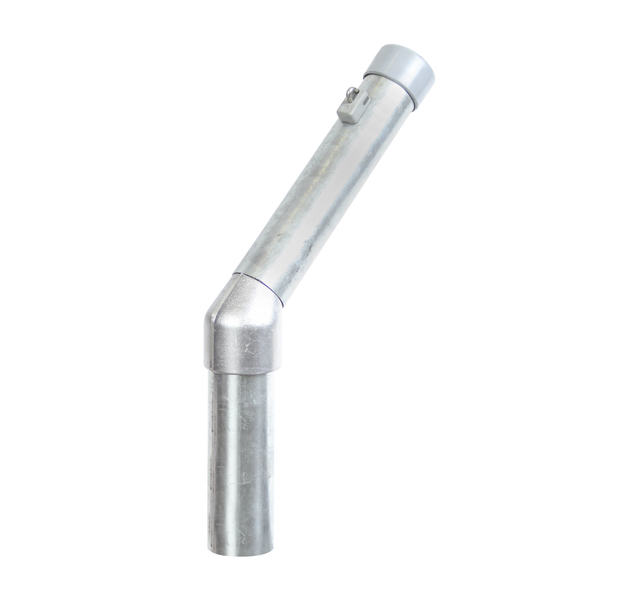 Stacheldrahtaufsetzer, einseitige Steckverbindung, Material: Stahl roh, Oberfläche: feuerverzinkt, Länge: 200 mm, Abwinkelung: 45 °, Aufsetzer-Ø: 42 mm, Pfosten-Ø: 42 mm, Anzahl Drahthalter: 1, 15 Jahre Garantie gegen Durchrosten