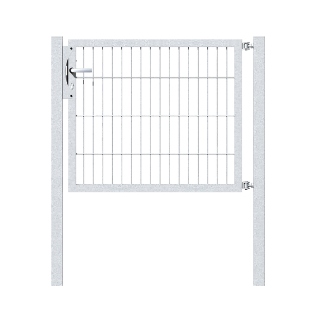 Einzeltor Flexo, Typ 6/5/6, Material: Stahl roh, Oberfläche: feuerverzinkt passiviert, zum Einbetonieren, Nennbreite: 1000 mm, lichte Breite: 1000 mm, Durchgangsbreite: 886 mm, Höhe: 800 mm, Pfostenlänge: 1300 mm, Pfostenstärke: 60 x 60 mm, Rahmenbreite: 910 mm, Rahmenstärke: 40 x 40 mm, Maschenweite: 50 x 200 mm, 15 Jahre Garantie gegen Durchrosten