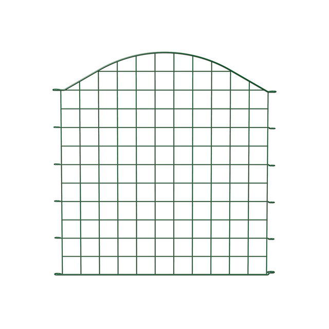 Teich-Zaunfeld, Bogen mittig oben, Material: Stahl roh, Oberfläche: grün kunststoffbeschichtet, Gesamtbreite: 777 mm, Höhe mittig: 785 mm, Höhe außen: 665 mm