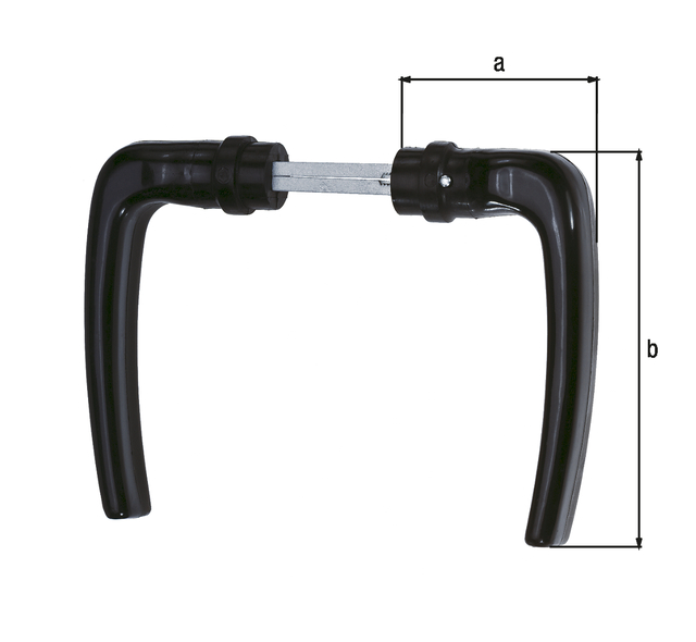 Türdrücker, Material: Aluminium, Oberfläche: schwarz eloxiert, Inhalt pro PE: 2 St., Abstand: 50 mm, Breite: 115 mm Türdrücker, Material: Aluminium, Oberfläche: schwarz eloxiert, Inhalt pro PE: 2 St., Abstand: 50 mm, Breite: 115 mm