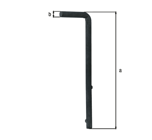 Drop bolt for welded mesh gates, Material: raw steel, Surface: hot-dip galvanised, Total height: 240 mm, Diameter: 12 mm, 15-year warranty against rusting through Drop bolt for welded mesh gates, Material: raw steel, Surface: hot-dip galvanised, Total height: 240 mm, Diameter: 12 mm, 15-year warranty against rusting through