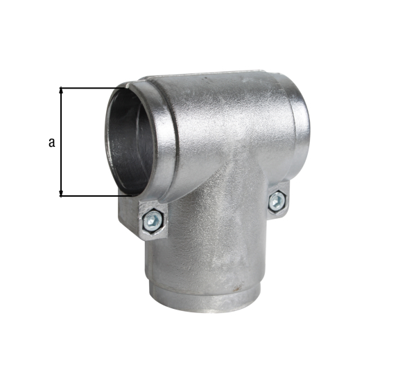 T-member for barrier tubes and laundry drying frames, Material: Aluminium, Inner dia.: 48 mm, Type: two parts T-member for barrier tubes and laundry drying frames, Material: Aluminium, Inner dia.: 48 mm, Type: two parts