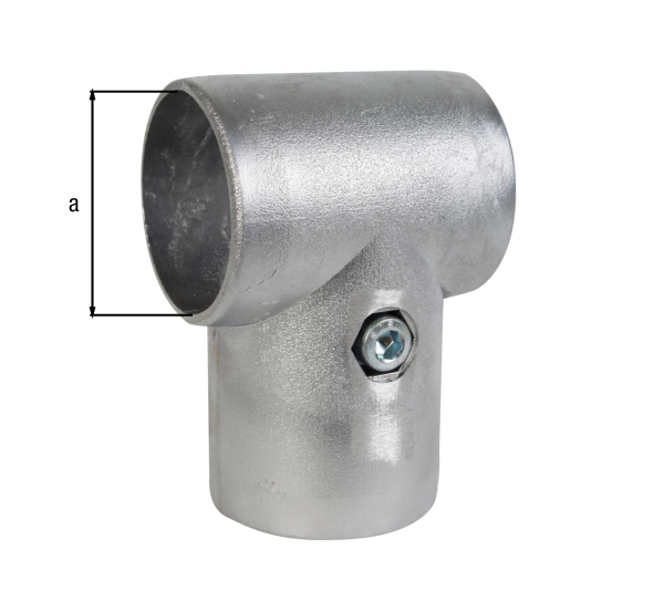 T-member for barrier tubes and laundry drying frames, Material: Aluminium, Inner dia.: 60 mm, Type: two parts T-member for barrier tubes and laundry drying frames, Material: Aluminium, Inner dia.: 60 mm, Type: two parts