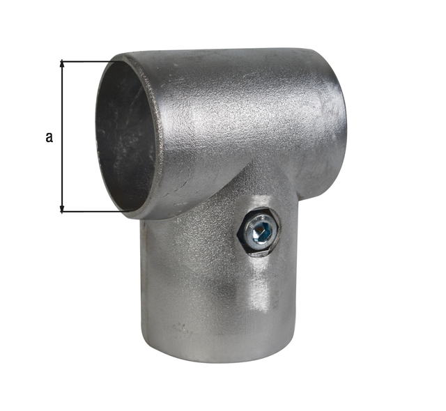 T-Stück für Barrierenrohre und Wäschetrockengerüste, Material: Aluminium, Innen-Ø: 60 mm, Ausführung: zweiteilig T-Stück für Barrierenrohre und Wäschetrockengerüste, Material: Aluminium, Innen-Ø: 60 mm, Ausführung: zweiteilig