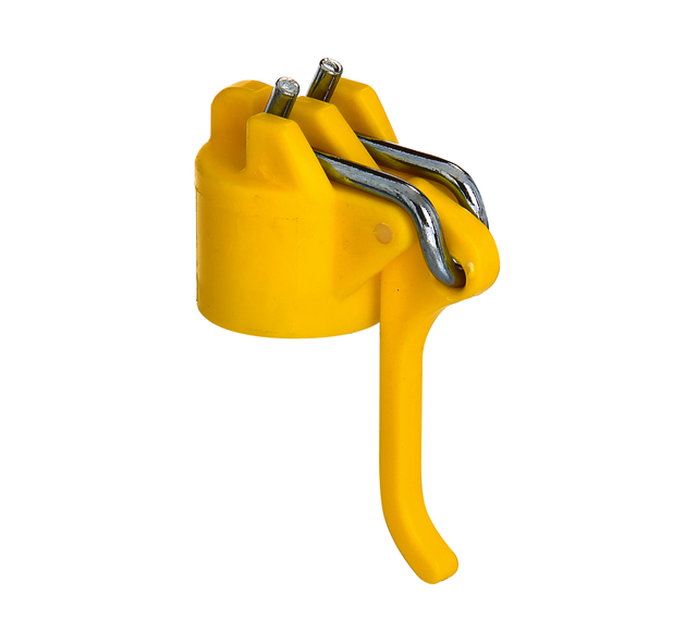 Line tensioner head for clothesline posts, Material: plastic, colour: yellow, For tube-Ø: 42 mm Line tensioner head for clothesline posts, Material: plastic, colour: yellow, For tube-Ø: 42 mm