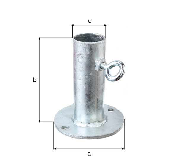 Halter für Sonnenschirme, Material: Stahl roh, Oberfläche: feuerverzinkt, zum Aufschrauben, Aufschraubplatten-Ø: 100 mm, Gesamthöhe: 125 mm, Außen-Ø Standrohr: 42,4 mm, Loch: Ø8,5 mm, 15 Jahre Garantie gegen Durchrosten Halter für Sonnenschirme, Material: Stahl roh, Oberfläche: feuerverzinkt, zum Aufschrauben, Aufschraubplatten-Ø: 100 mm, Gesamthöhe: 125 mm, Außen-Ø Standrohr: 42,4 mm, Loch: Ø8,5 mm, 15 Jahre Garantie gegen Durchrosten