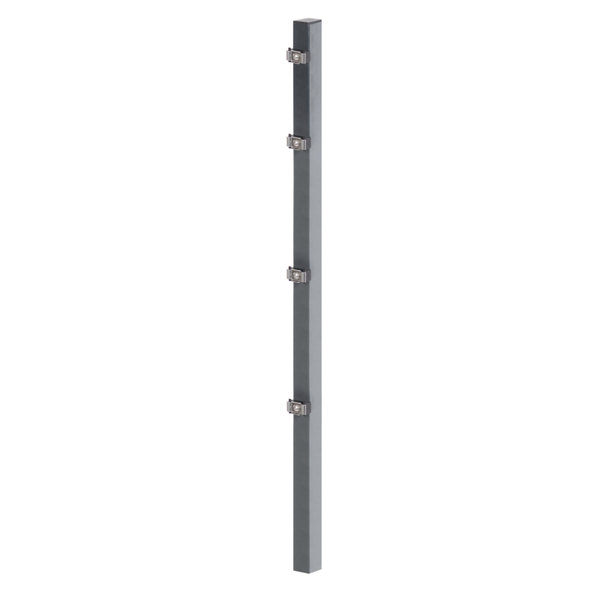 Zaunpfosten inkl. innenliegender Klemmlasche, Bohrabstand 400 mm, Zubehör innenliegend pro Pfosten, Material: Stahl roh, Oberfläche: sendzimirverzinkt, anthrazit kunststoffbeschichtet RAL 7016, zum Einbetonieren, Länge: 1500 mm, für Mattenhöhe: 1000 mm, Pfostenstärke: 60 x 40 mm, Anzahl Löcher: 4, Loch: Ø12 mm, 15 Jahre Garantie gegen Durchrosten