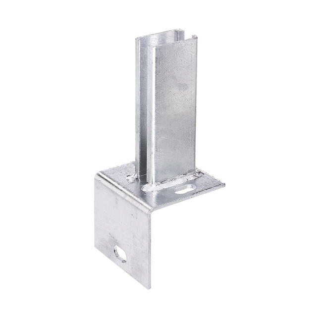 Post support for fence posts, 60 x 40 mm on L border blocks, Material: raw steel, Surface: hot-dip galvanised, for screwing on, Plate: 94 x 100 mm, Mounting bracket: 84 x 100 x 4 mm, For posts: 60 x 40 mm, Mounting: 55 mm, Mounting: 34 mm, No. of holes: 3, Hole: 24.5 x 12.5 mm, 15-year warranty against rusting through Post support for fence posts, 60 x 40 mm on L border blocks, Material: raw steel, Surface: hot-dip galvanised, for screwing on, Plate: 94 x 100 mm, Mounting bracket: 84 x 100 x 4 mm, For posts: 60 x 40 mm, Mounting: 55 mm, Mounting: 34 mm, No. of holes: 3, Hole: 24.5 x 12.5 mm, 15-year warranty against rusting through