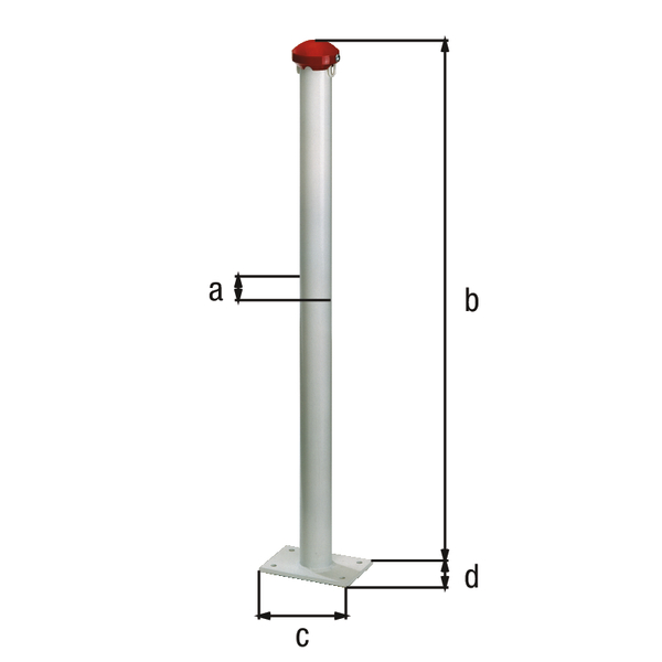 Bollard standard GAH, Material: raw steel, Surface: galvanised, white powder-coated, for screwing on, Post dia.: 60 mm, Height above ground: 1000 mm, Plate length: 180 mm, Plate width: 120 mm Bollard standard GAH, Material: raw steel, Surface: galvanised, white powder-coated, for screwing on, Post dia.: 60 mm, Height above ground: 1000 mm, Plate length: 180 mm, Plate width: 120 mm