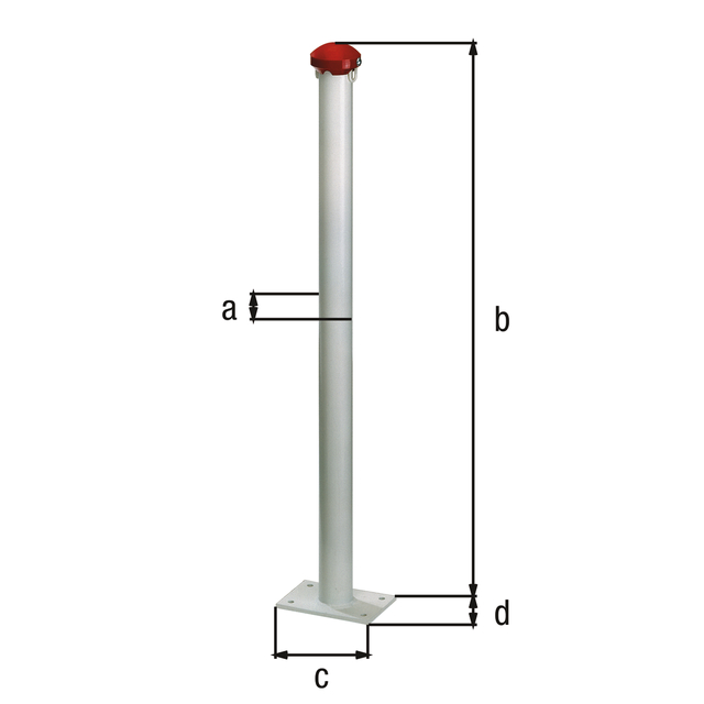 Bollard standard GAH, Material: raw steel, Surface: galvanised, white powder-coated, for screwing on, Post dia.: 60 mm, Height above ground: 1000 mm, Plate length: 180 mm, Plate width: 120 mm Bollard standard GAH, Material: raw steel, Surface: galvanised, white powder-coated, for screwing on, Post dia.: 60 mm, Height above ground: 1000 mm, Plate length: 180 mm, Plate width: 120 mm