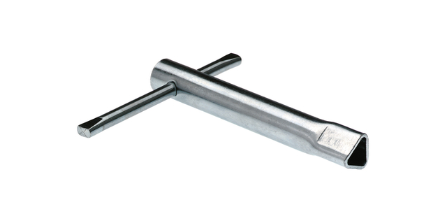 Dreikantschlüssel für Absperrpfosten mit Dreikantschloss, Steckschlüssel, Material: Stahl roh, Oberfläche: verzinkt, Breite: 12,5 mm, Tiefe: 20 mm, Gewindelänge: 140 mm Dreikantschlüssel für Absperrpfosten mit Dreikantschloss, Steckschlüssel, Material: Stahl roh, Oberfläche: verzinkt, Breite: 12,5 mm, Tiefe: 20 mm, Gewindelänge: 140 mm