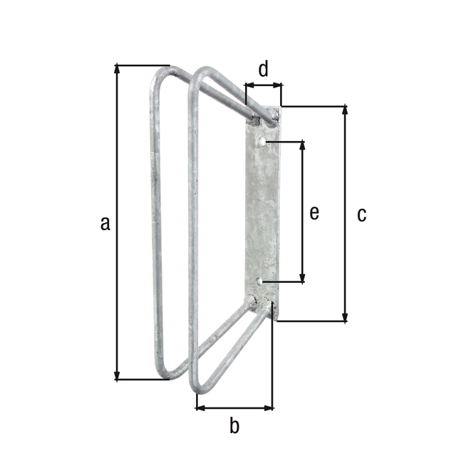 Support de vélos de ville, pour fixation murale, Matériau: Acier brut, Finition: galvanisée à chaud, Hauteur d'étrier: 350 mm, Profondeur de repassage: 140 mm, Longueur de platine: 240 mm, Largeur de platine: 45 mm, Écartement du centre au centre du trou: 161 mm Support de vélos de ville, pour fixation murale, Matériau: Acier brut, Finition: galvanisée à chaud, Hauteur d'étrier: 350 mm, Profondeur de repassage: 140 mm, Longueur de platine: 240 mm, Largeur de platine: 45 mm, Écartement du centre au centre du trou: 161 mm