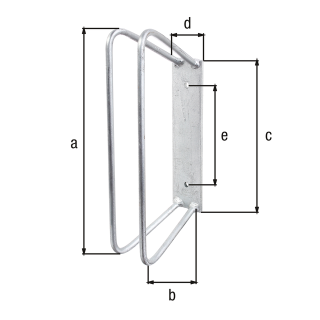 Support de VTT, pour fixation murale, Matériau: Acier brut, Finition: galvanisée à chaud, Hauteur d'étrier: 350 mm, Profondeur de repassage: 140 mm, Longueur de platine: 240 mm, Largeur de platine: 60 mm, Écartement du centre au centre du trou: 161 mm Support de VTT, pour fixation murale, Matériau: Acier brut, Finition: galvanisée à chaud, Hauteur d'étrier: 350 mm, Profondeur de repassage: 140 mm, Longueur de platine: 240 mm, Largeur de platine: 60 mm, Écartement du centre au centre du trou: 161 mm