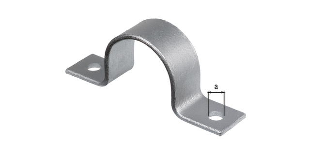 Fixing clamp for bicycle stands City and Ville, Material: raw steel, Surface: hot-dip galvanised passivated, for screwing on, Hole-Ø: 10 mm, Total length: 104 mm, Total width: 40 mm, Total height: 42.5 mm, Distance from middle to middle of hole: 84 mm Fixing clamp for bicycle stands City and Ville, Material: raw steel, Surface: hot-dip galvanised passivated, for screwing on, Hole-Ø: 10 mm, Total length: 104 mm, Total width: 40 mm, Total height: 42.5 mm, Distance from middle to middle of hole: 84 mm