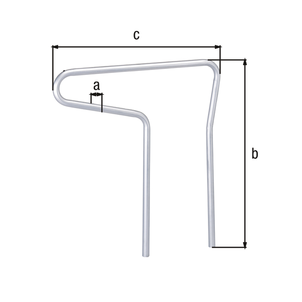 Bicycle parking rail Single, Material: raw steel, Surface: hot-dip galvanised passivated, for setting in concrete, eye-Ø: 48 mm, eye height: 1300 mm, Width: 1250 mm, Height above ground: 800 mm Bicycle parking rail Single, Material: raw steel, Surface: hot-dip galvanised passivated, for setting in concrete, eye-Ø: 48 mm, eye height: 1300 mm, Width: 1250 mm, Height above ground: 800 mm