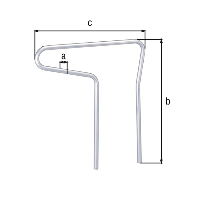 Bicycle parking rail Single, Material: raw steel, Surface: hot-dip galvanised passivated, for setting in concrete, eye-Ø: 48 mm, eye height: 1300 mm, Width: 1250 mm, Height above ground: 800 mm Bicycle parking rail Single, Material: raw steel, Surface: hot-dip galvanised passivated, for setting in concrete, eye-Ø: 48 mm, eye height: 1300 mm, Width: 1250 mm, Height above ground: 800 mm