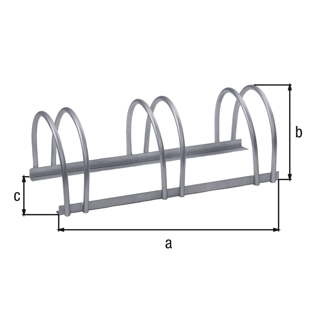 Multiple bicycle stand, free-standing, Material: raw steel, Surface: hot-dip galvanised, Length: 700 mm, Height: 255 mm, Depth: 300 mm, Frame thickness: 25 x 25 mm Multiple bicycle stand, free-standing, Material: raw steel, Surface: hot-dip galvanised, Length: 700 mm, Height: 255 mm, Depth: 300 mm, Frame thickness: 25 x 25 mm