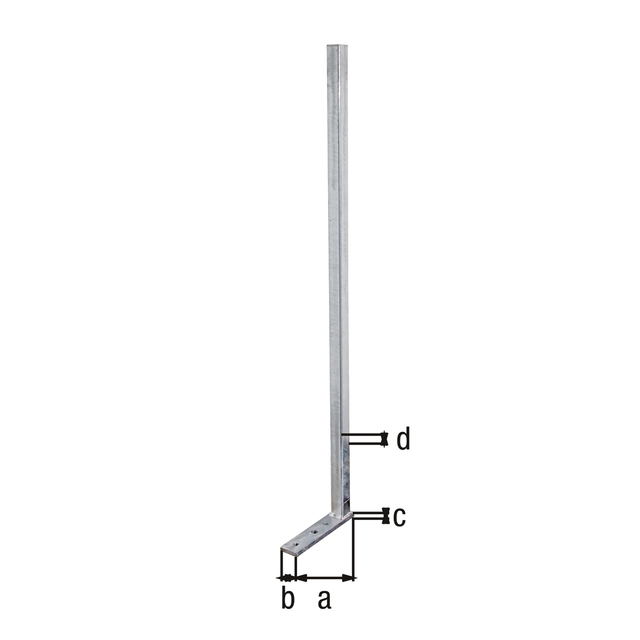 Poteau universel, Matériau: Acier brut, Finition: galvanisée à chaud, à visser, Longueur de platine: 200 mm, Largeur de platine: 40 mm, Largeur des poteaux: 30 mm, Profondeur des poteaux: 30 mm, Longueur: 950 mm, Épaisseur du matériau: 10,00 mm, Nombre de trous: 2 / 1, Trou: Ø11 / Ø14 mm Poteau universel, Matériau: Acier brut, Finition: galvanisée à chaud, à visser, Longueur de platine: 200 mm, Largeur de platine: 40 mm, Largeur des poteaux: 30 mm, Profondeur des poteaux: 30 mm, Longueur: 950 mm, Épaisseur du matériau: 10,00 mm, Nombre de trous: 2 / 1, Trou: Ø11 / Ø14 mm