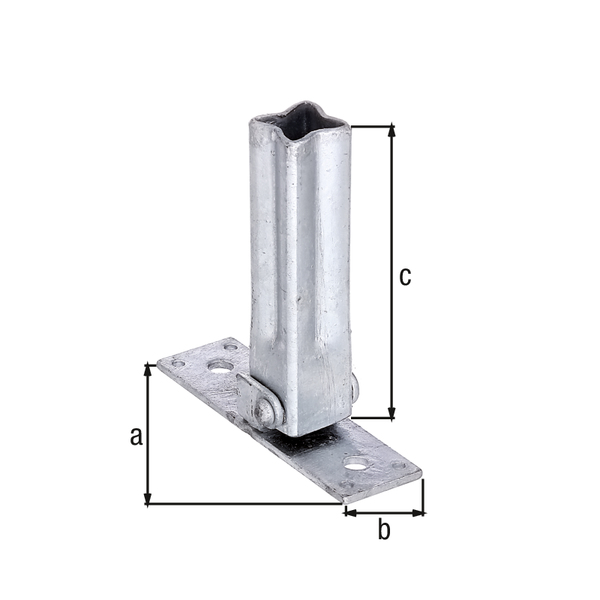 Apoyo de pasamanos para poste universal, para la fijación de pasamanos de madera, de aluminio etc., Material: Acero crudo, Superficie: galvanizado en caliente, Longitud: 104 mm, Anchura: 30 mm, Altura: 100 mm, ajustable desde: 45 - 90 Apoyo de pasamanos para poste universal, para la fijación de pasamanos de madera, de aluminio etc., Material: Acero crudo, Superficie: galvanizado en caliente, Longitud: 104 mm, Anchura: 30 mm, Altura: 100 mm, ajustable desde: 45 - 90