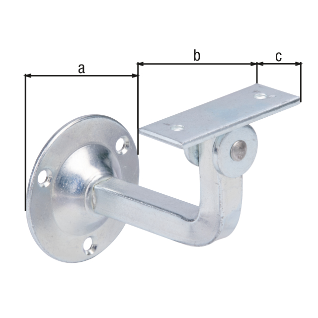 Support de main-courante coudé réglable, pour fixation murale, Matériau: Acier brut, Finition: zinguée, à visser, support droit, Ø de la plaque: 60 mm, Longueur du support: 60 mm, Largeur du support: 23 mm, CutCase Support de main-courante coudé réglable, pour fixation murale, Matériau: Acier brut, Finition: zinguée, à visser, support droit, Ø de la plaque: 60 mm, Longueur du support: 60 mm, Largeur du support: 23 mm, CutCase