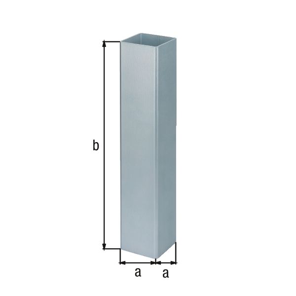 Ground sleeve for square bollards Passau and Moovy, Material: raw steel, Surface: hot-dip galvanised passivated, for setting in concrete, Ground sleeve: 80 x 80 mm, Length of ground sleeve: 400 mm Ground sleeve for square bollards Passau and Moovy, Material: raw steel, Surface: hot-dip galvanised passivated, for setting in concrete, Ground sleeve: 80 x 80 mm, Length of ground sleeve: 400 mm