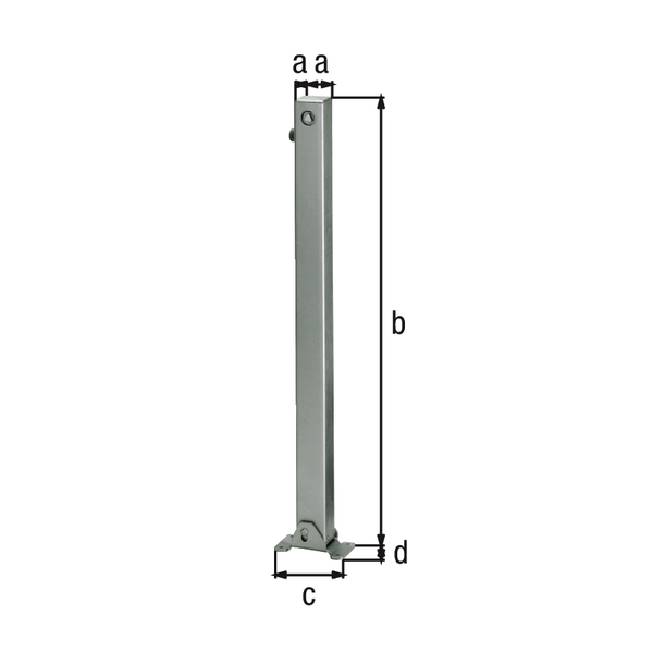 Bollard Klappy, angular, foldable, Material: raw steel, Surface: hot-dip galvanised passivated, for screwing on, master keyed profile cylinder lock with three keys, Post: 70 x 70 mm, Height above ground: 1000 mm, Plate length: 160 mm, Plate width: 100 mm, No. of holes: 4, Hole: Ø9 mm Bollard Klappy, angular, foldable, Material: raw steel, Surface: hot-dip galvanised passivated, for screwing on, master keyed profile cylinder lock with three keys, Post: 70 x 70 mm, Height above ground: 1000 mm, Plate length: 160 mm, Plate width: 100 mm, No. of holes: 4, Hole: Ø9 mm