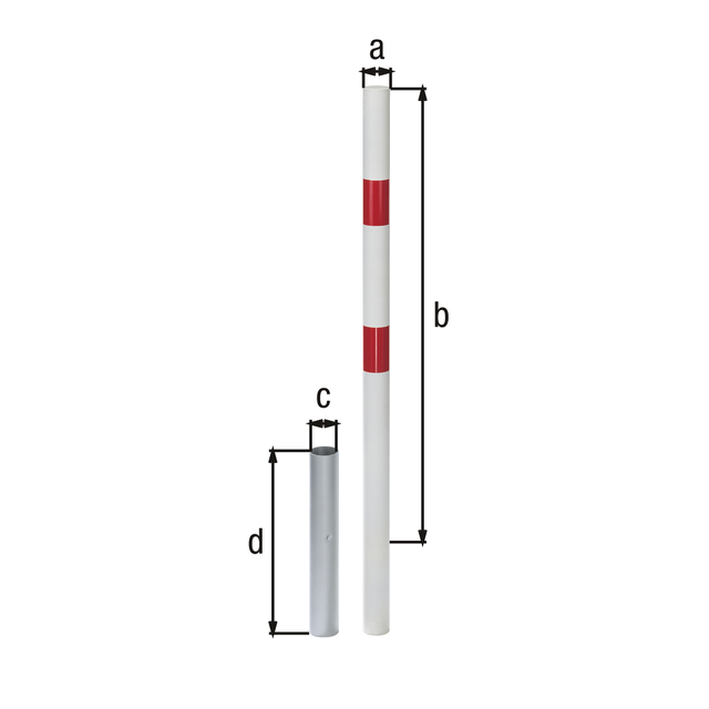Absperrpfosten Stabo, herausnehmbar, Material: Stahl roh, Oberfläche: feuerverzinkt passiviert, zum Einbetonieren, Pfosten-Ø: 60 mm, Höhe über Boden: 1000 mm, Bodenhülsen-Ø: 65 mm, Länge Bodenhülse: 400 mm Absperrpfosten Stabo, herausnehmbar, Material: Stahl roh, Oberfläche: feuerverzinkt passiviert, zum Einbetonieren, Pfosten-Ø: 60 mm, Höhe über Boden: 1000 mm, Bodenhülsen-Ø: 65 mm, Länge Bodenhülse: 400 mm
