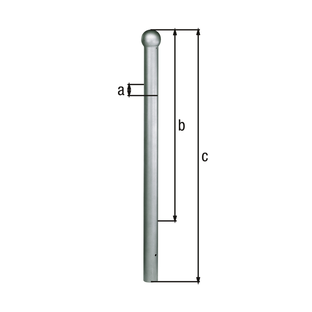 Bollard Rustic, Material: raw steel, Surface: hot-dip galvanised passivated, for setting in concrete, Post dia.: 89 mm, Height above ground: 1000 mm, Total length of post: 1400 mm Bollard Rustic, Material: raw steel, Surface: hot-dip galvanised passivated, for setting in concrete, Post dia.: 89 mm, Height above ground: 1000 mm, Total length of post: 1400 mm