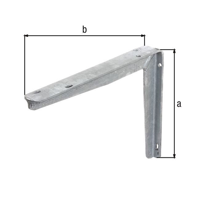 Shelf bracket, made of T profile, Material: raw steel, Surface: hot-dip galvanised, Height: 200 mm, Depth: 250 mm