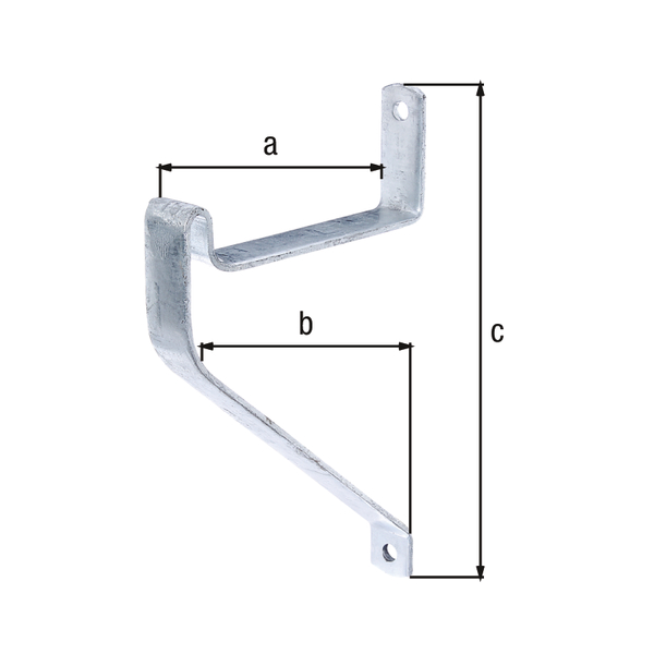 Ladder hook, angled, set of two pieces, Material: raw steel, Surface: hot-dip galvanised, Contents per PU: 2 Piece, Depth: 150 mm, Length of angle bracket: 210 mm, Height: 275 mm, Retail packaged Ladder hook, angled, set of two pieces, Material: raw steel, Surface: hot-dip galvanised, Contents per PU: 2 Piece, Depth: 150 mm, Length of angle bracket: 210 mm, Height: 275 mm, Retail packaged