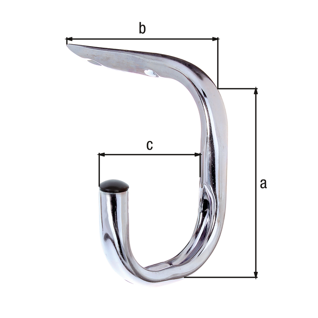 Fahrradhaken, gebogen, zur Befestigung an der Decke, Material: Stahl roh, Oberfläche: galvanisch blau verzinkt, Gesamthöhe: 150 mm, Breite: 150 mm, Tiefe Haken: 110 mm, Belastung max.: 40 kg, Rohr-Ø: 18 mm Fahrradhaken, gebogen, zur Befestigung an der Decke, Material: Stahl roh, Oberfläche: galvanisch blau verzinkt, Gesamthöhe: 150 mm, Breite: 150 mm, Tiefe Haken: 110 mm, Belastung max.: 40 kg, Rohr-Ø: 18 mm