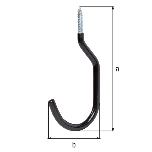 Screw hook, Material: raw steel, Surface: blue galvanised, Length: 149 mm, Width: 67 mm, Max. load capacity: 30 kg, Material thickness: 5.00 mm, Wooden thread Ø: 7.5 mm Screw hook, Material: raw steel, Surface: blue galvanised, Length: 149 mm, Width: 67 mm, Max. load capacity: 30 kg, Material thickness: 5.00 mm, Wooden thread Ø: 7.5 mm
