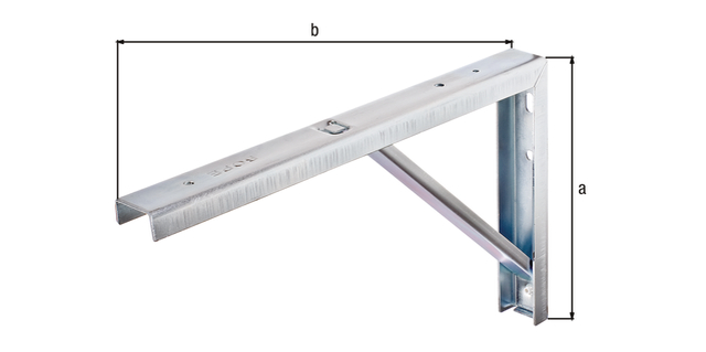 Konsole aus U-Profil, Material: Stahl roh, Oberfläche: verzinkt, Höhe: 175 mm, Tiefe: 300 mm, Belastung max.: 180 kg, U-Profilbreite: 30 mm, U-Profilhöhe: 15 mm