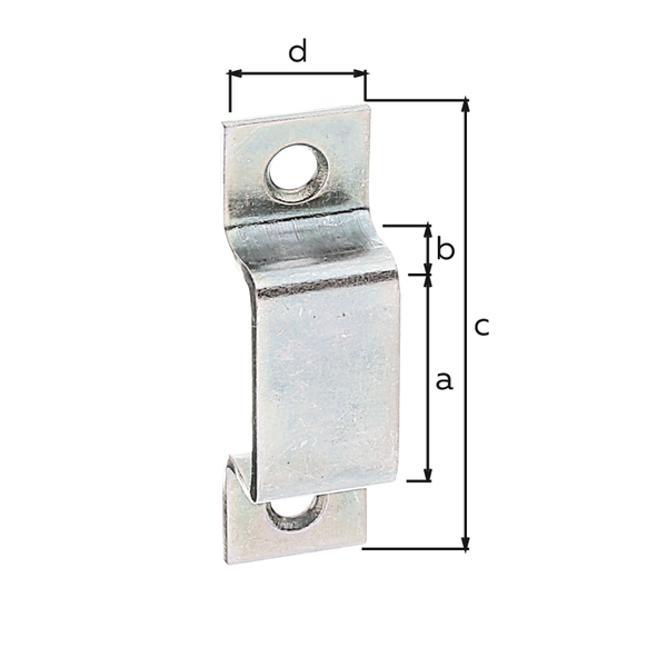Schlaufe, Material: Stahl roh, Oberfläche: galvanisch verzinkt, Dickschichtschutz, Inhalt pro PE: 4 St., lichte Länge: 20 mm, lichte Höhe: 9 mm, Gesamtlänge: 44 mm, Gesamtbreite: 13 mm, Anzahl Löcher: 2, Loch: Ø4,2 mm, SB-verpackt